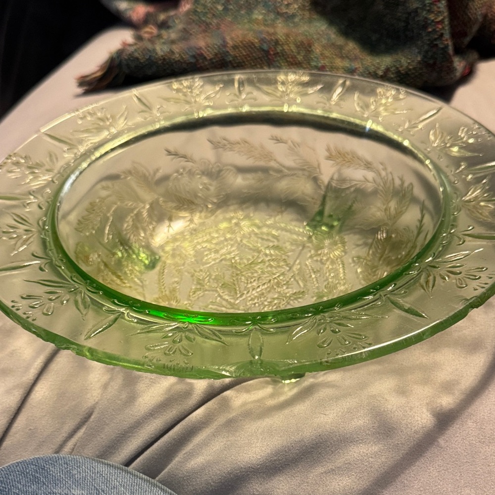 Vintage Green Glass Bowl